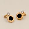 Stylishable Woman Jewelry Six-Claw Crystal Black Roman Numeral Stud Earrings Titanium Steel Ear Studs for Women Gift
