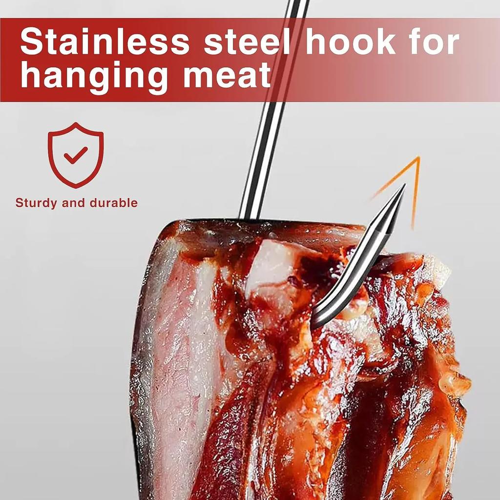 12/15CM S Hooks with Sharp Tip Stainless Steel Kitchen Butcher Meat Hanging Utensil Hook Pointed End for Smoking Processing BBQ