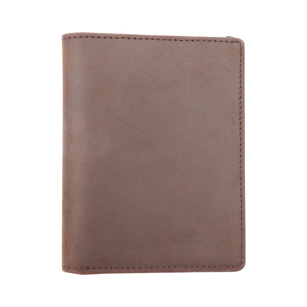 

RFID мужской кошелек из коровьей кожи антимагнитный OEM тонкий двойного сложения ретро кошелек кошельки коричневый