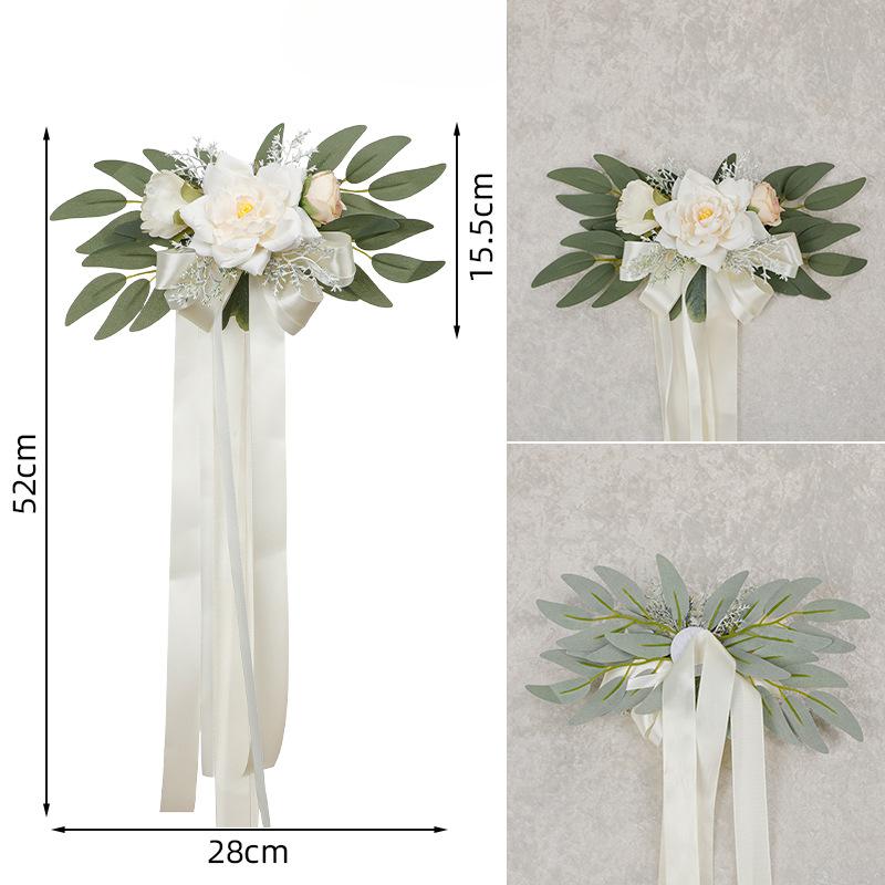 Artificial Peony Decorative FlowersWedding Chair Back FlowersWedding Car Decorative Flowers Peony and Rose Artificial Flower Clusters