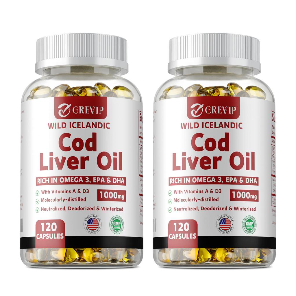 GREVIP Cod Liver Oil Capsules - Heart, Brain, Joint Health, and Immune System Health