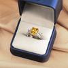 925 Sterling Silver Fashion Light Luxury Yellow Square Zircon Flower Shape Ring Birthday Wedding Anniversary Party Gift