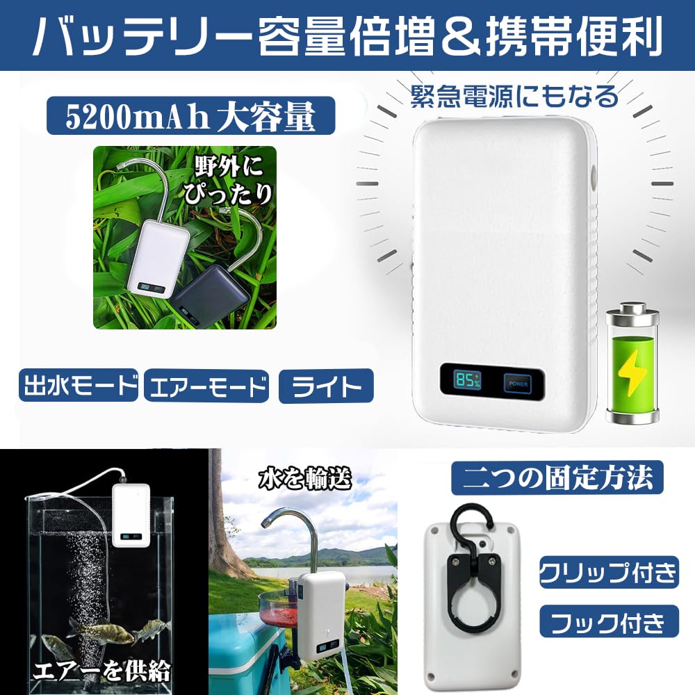 Innovation 5200mAh Storage Bag VIGOUROUS Outdoor Rechargeable Water Air Water Pump with LED Sensor Detection Electric New Simple For Pumping Disaster