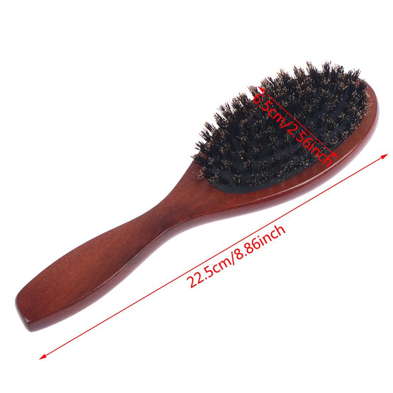 Hair Brush Wood Handle Boar Bristle Beard Brush Comb Detangling Straightenin