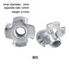 50pcs M3 Four Pronged Tee Nuts Zinc Plated Woodworking Fastener Furniture T Nut  Furniture Fastener