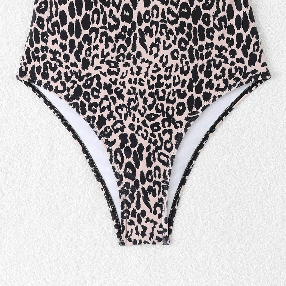 Fashion Pure Desire Leopard Print Bright Color Backless Bikini Swimsuit For Summer