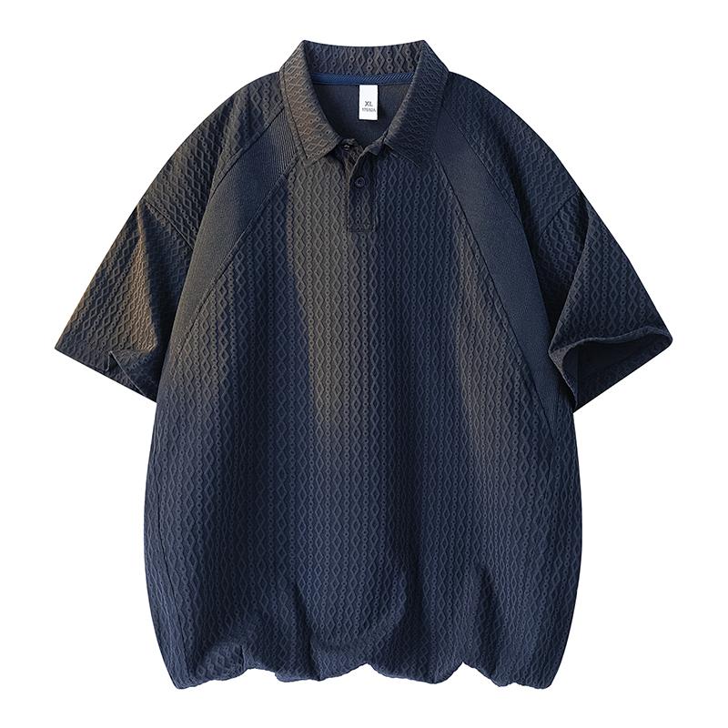 Lapel short-sleeved T-shirt men's summer loose simple casual pullover top