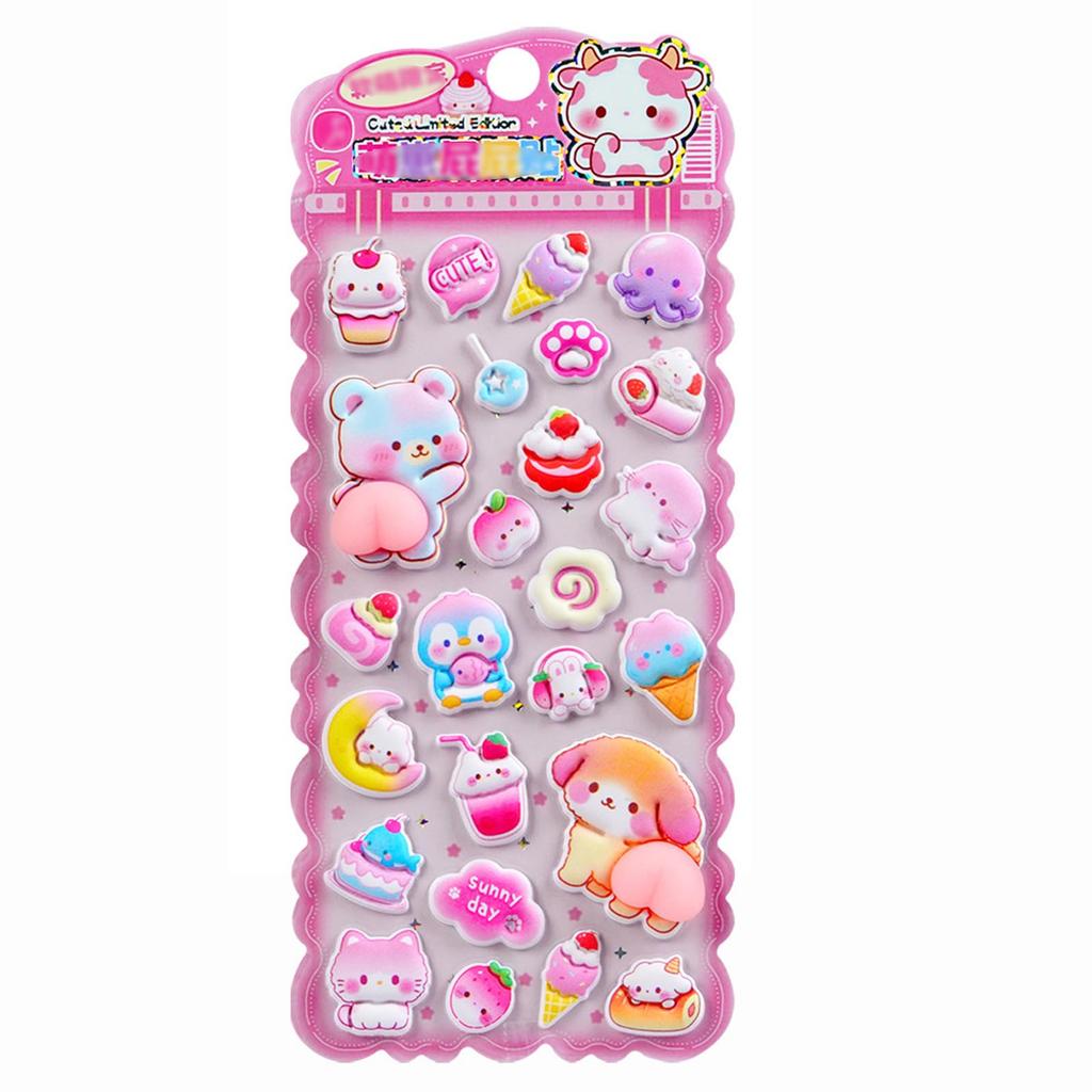 3D Animal Squeeze and Bear Stickers Decorative Stickers for Kids and Adults Compatible with Planners and Smartphones Stickers Panda, Rabbit, -