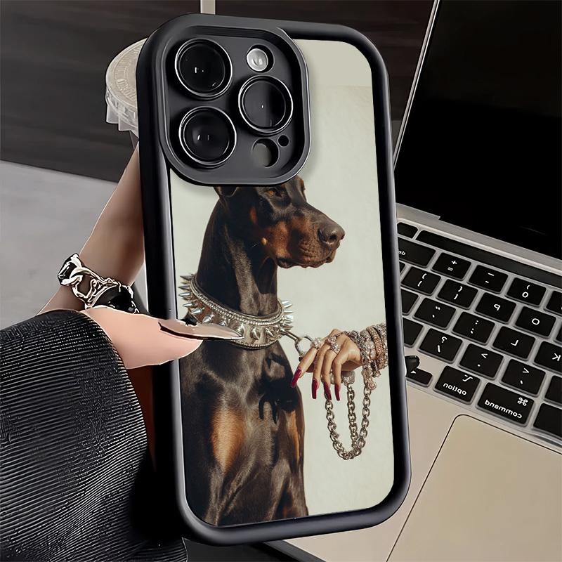 Phone Case for iPhone 17 Air 16E 15 16 Pro Max Doberman Dog Cool Cover 14 Plus 13 12 Mini Soft Shell Silicone Fundas