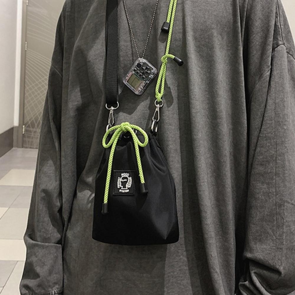 Fluorescent Color Strap Male Crossbody Bag Nylon Mobile Phone Bag  Office Worker