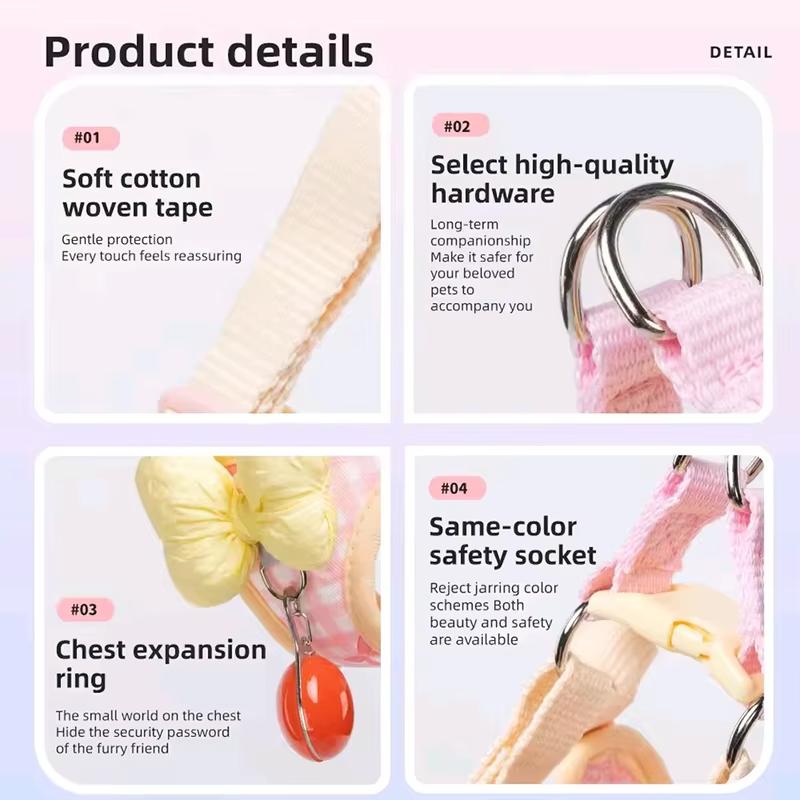 Puppy Strap Set Adjustable Dog Cat Harness Vest French Bulldog Chihuahua Pug portable Outdoor dog walking adjustable pet supplie