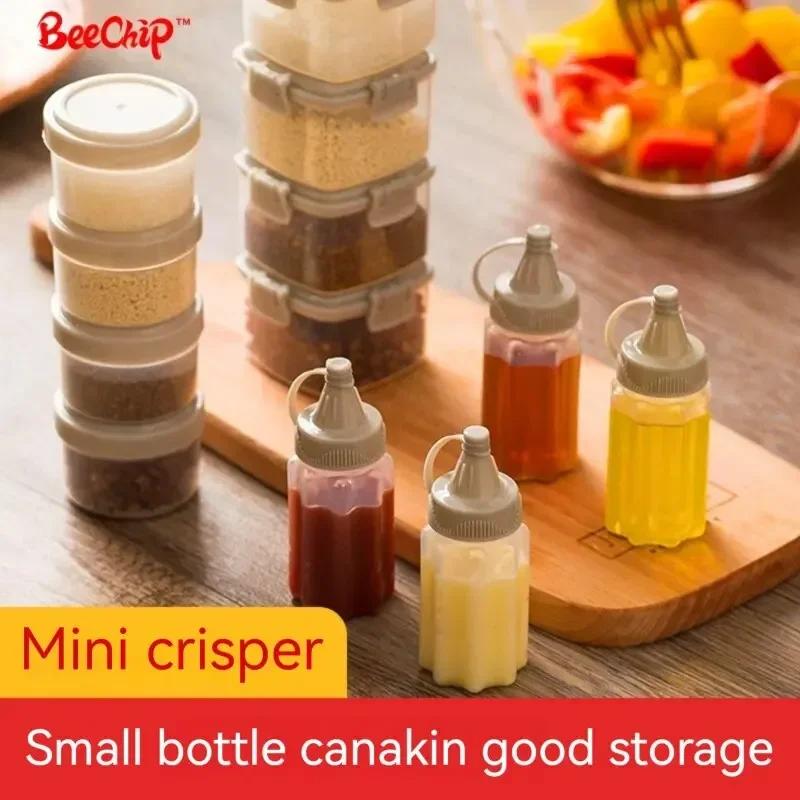 4pcs Plastic Sauce Squeeze Bottle Mini Seasoning Box Salad Dressing Containers Outdoor Portable Barbecue Spice Jar Kitchen Tool