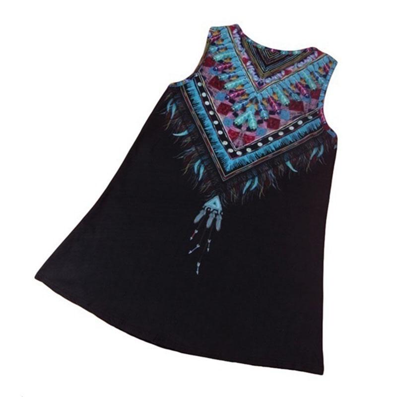 Women Loose Dresses Sleeveless Mini Dress Vintage Hippie Beachwear Boho