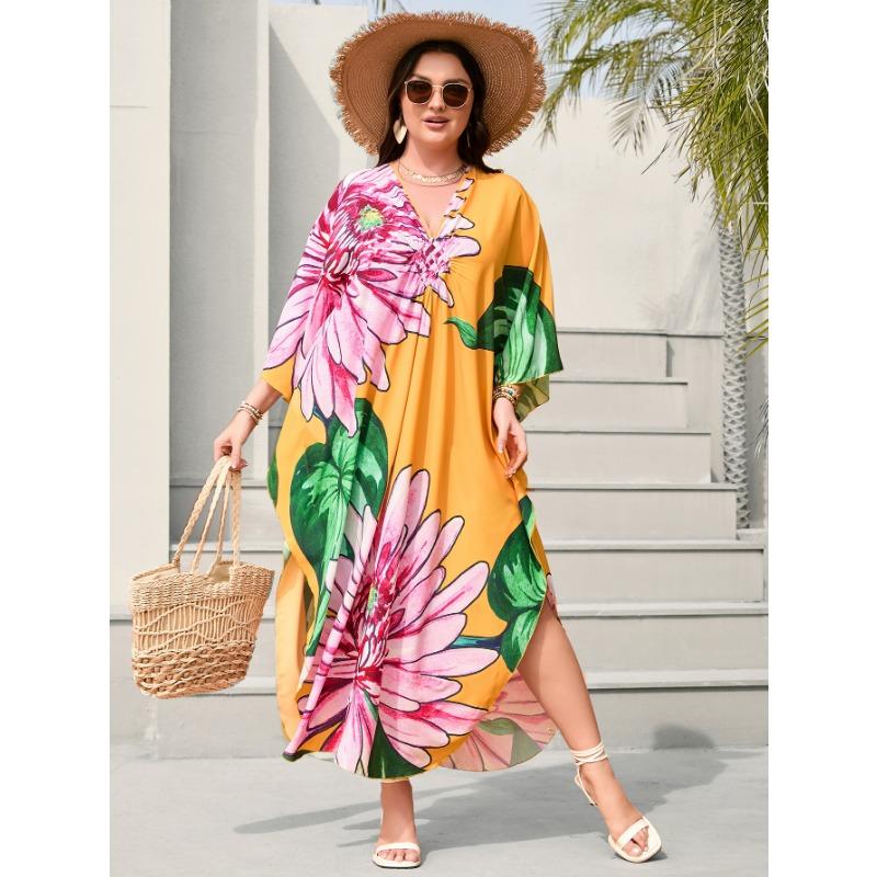 

Женские пляжные накидки, ручная вязка, платья больших размеров с принтом, праздничное пляжное платье One Size