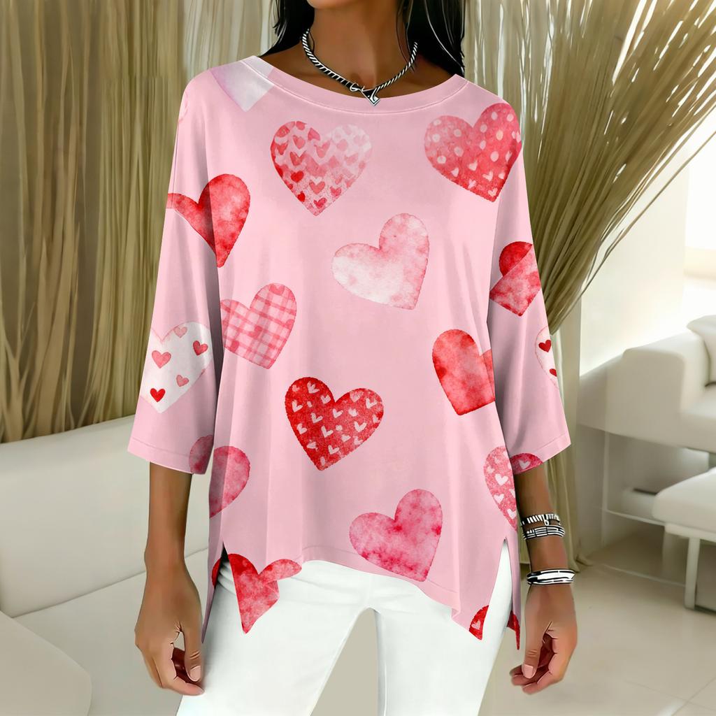 Damen 3/4-Ärmel Shirts Grafik-T-Shirts Shirts Lässige Basic-Tops Pullover