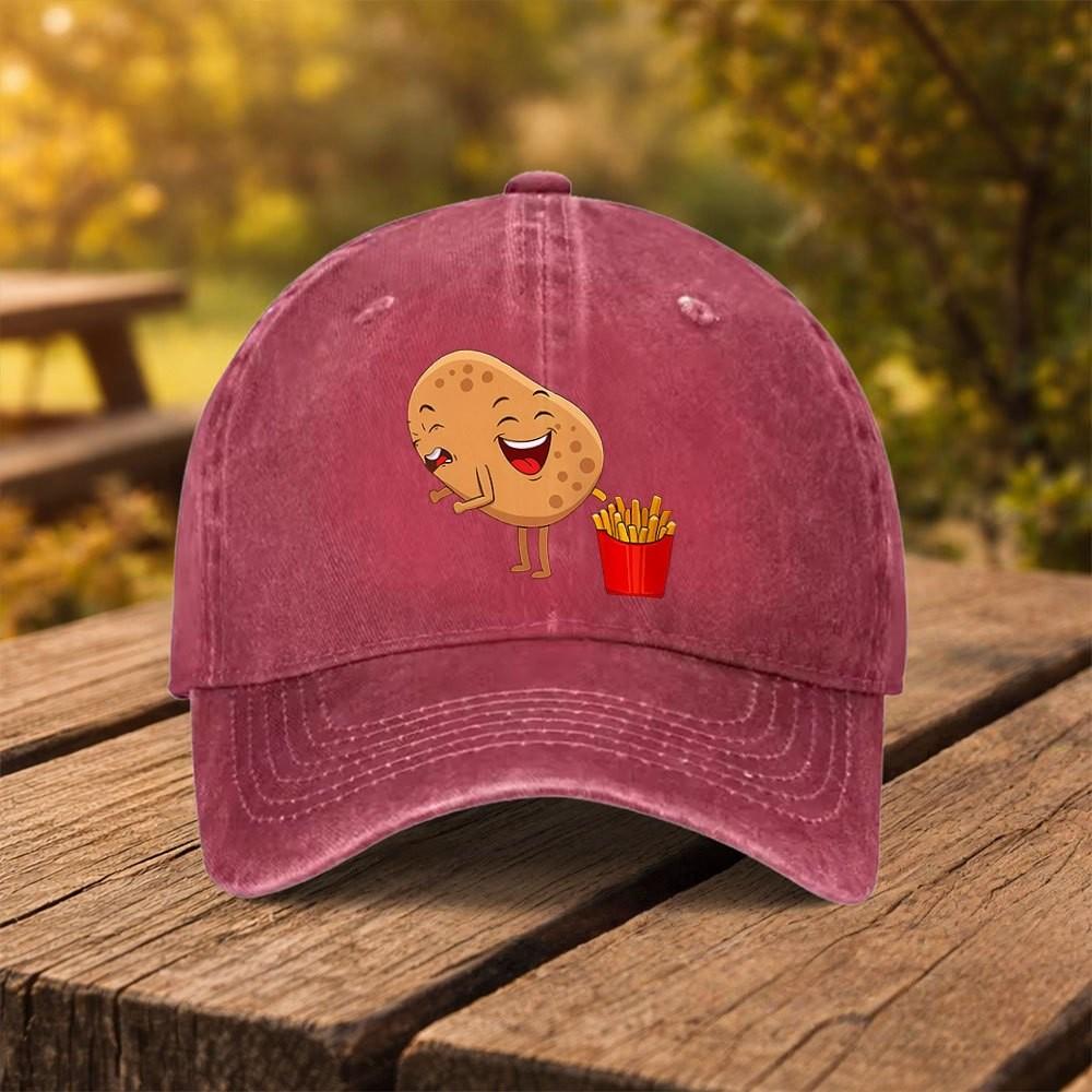 Funny Potato Farting French Fries Baseball Cap Washed Cotton Adjustable Outdoor Sports Hat