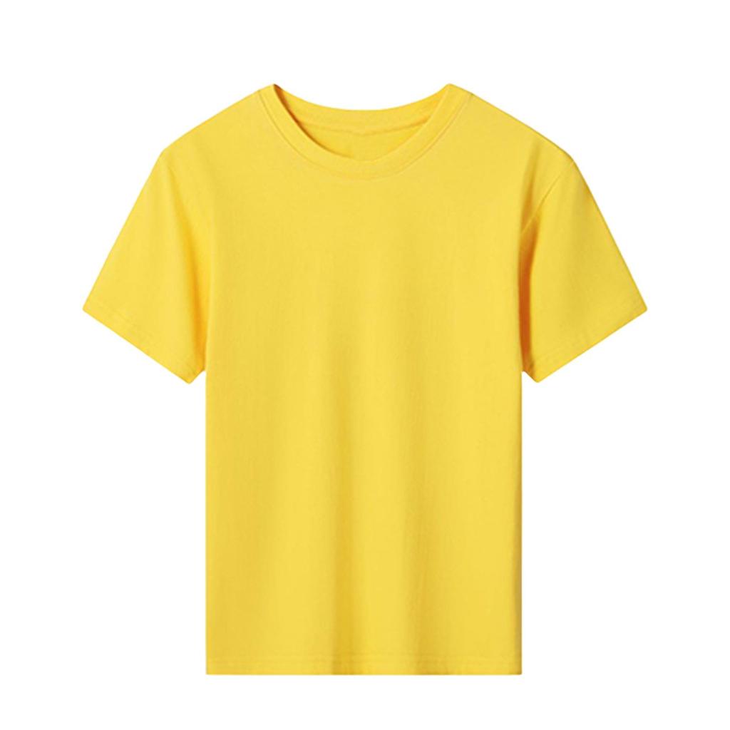 Dětské kulaté výstřihové ležérní jednobarevné tričko s krátkým rukávem