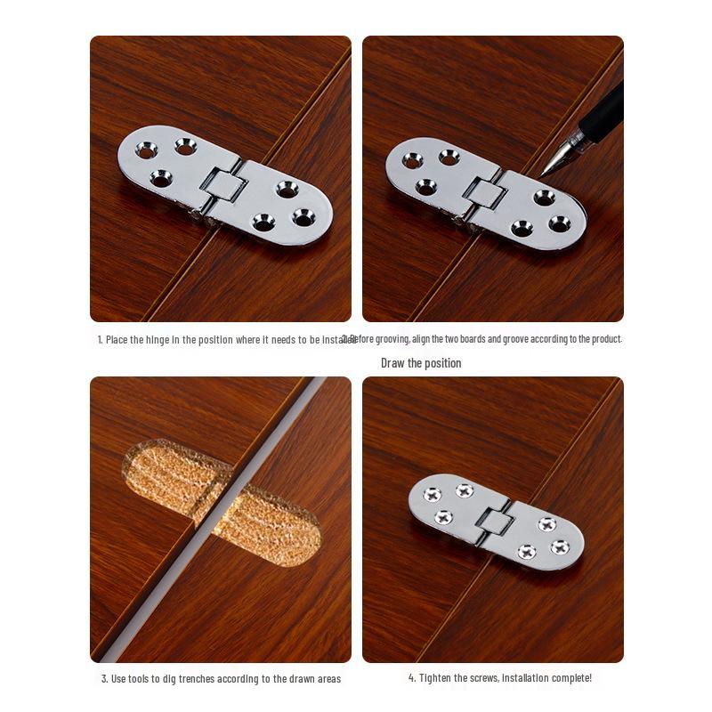 Zinc Alloy 180° Flip-Up Concealed Hinge for Foldable Bathroom and Dining Tables