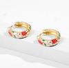 Orecchini a Cerchio Piccoli Floreali Colorati Vintage Fiori e Piante in Metallo Smaltato Cerchio Huggie Hoops Gioielli Trendy da Donna Regalo