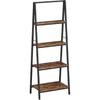 YIJIALEA Ladder Shelf, 4-Tier Leaning Ladder Bookshelf, Rustic and Wood Ladder Shelf Bookcase, Industrial Ladder Shelf Storage Rack for Home Office,