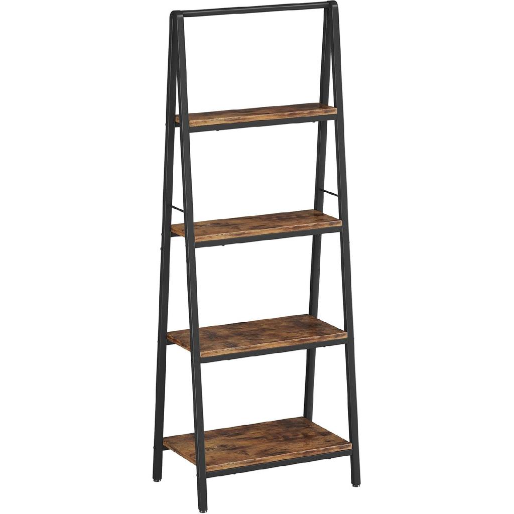 YIJIALEA Ladder Shelf, 4-Tier Leaning Ladder Bookshelf, Rustic and Wood Ladder Shelf Bookcase, Industrial Ladder Shelf Storage Rack for Home Office,