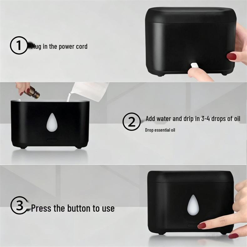 Silent Aromatherapy Flame Humidifier with Atmosphere Lamp for Bedroom