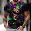 Camiseta Masculina, Estampa 3D, Gola O, Manga Curta, Casual, Top Leve, Roupa Esportiva, Casual, Tamanho Grande, Moda