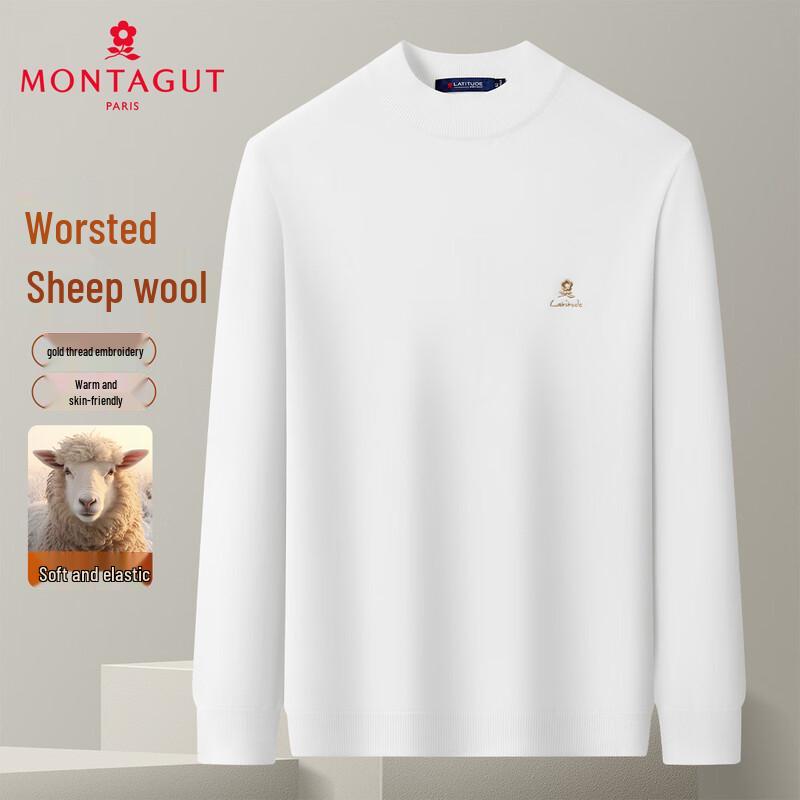 MONTAGUT Men s Embroidered Wool Blend Knit Sweater 3XL