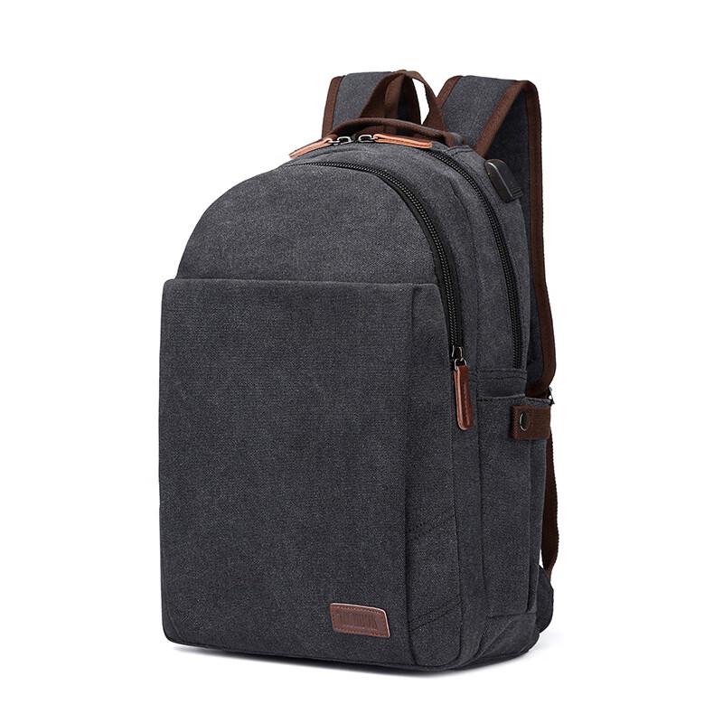 Trendy Canvas USB Charging Laptop Backpack