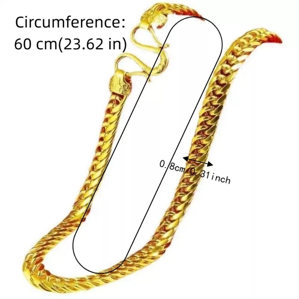 Fade Resistant Saddle Chain Necklace Zinc Zinc Alloy Electroplated Men Gold-plated Necklace Party