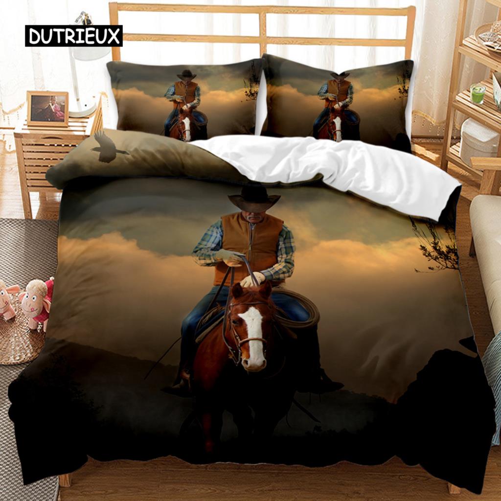 Western Cowboy Duvet Cover Teens Wild West Themed Cowboy Hat and Gun Western Style Double Queen King Size Polyester Qulit Cover