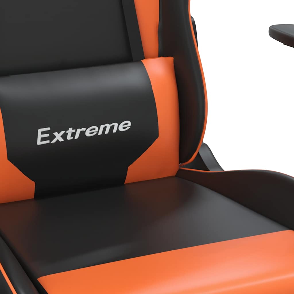 Gaming Chair with Massage Function Black and Orange Artificial Leather