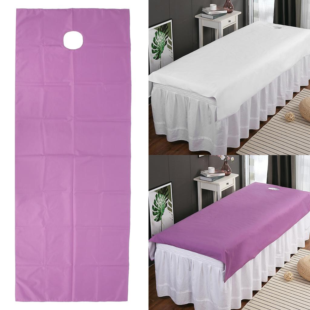 2 Stück Einweg-Bettlaken, atmungsaktiv, wasserdicht, Polyester, Massagebettbezug für Schönheitssalon(Weiß Lila )
