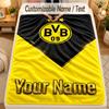 Flannel BlanketBorussia Dortmund Custom Name Text Personalized Soft Warm Throw Blanket Home Decor Gift