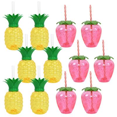 Hawaiianische Sommerparty Ananas Erdbeere Becher mit Strohhalm Tropische Hochzeit Flamingo Luau Geburtstagsparty Dekoration Trinkbecher