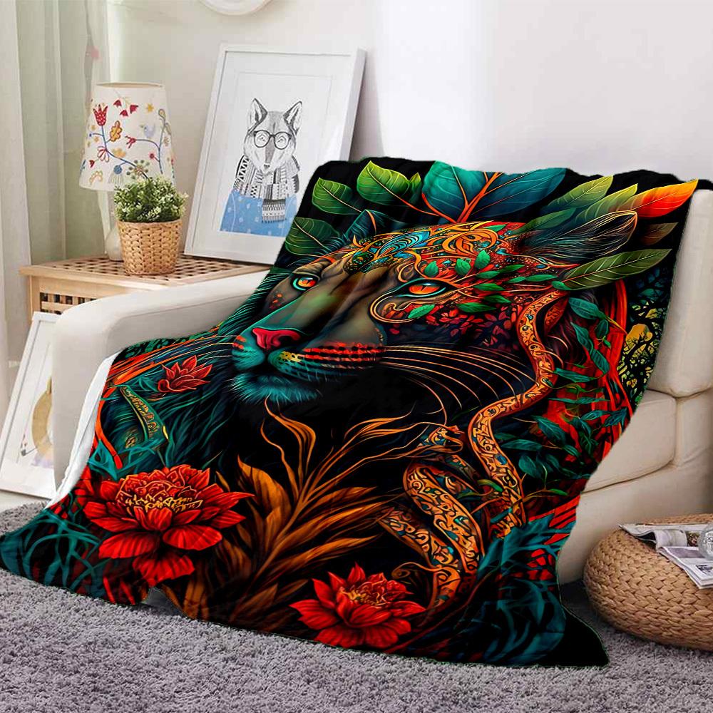 1pc Tiger Art Print Blanket Lightweight Flannel Blanket Throw Blanket For Sofa, Bed, Travel, Camping yy2509026215