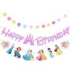Pink Princess Birthday Banner for Girls, Princess Themed Happy Birthday Party Decoration For Kids Party Baby Shower Decorations