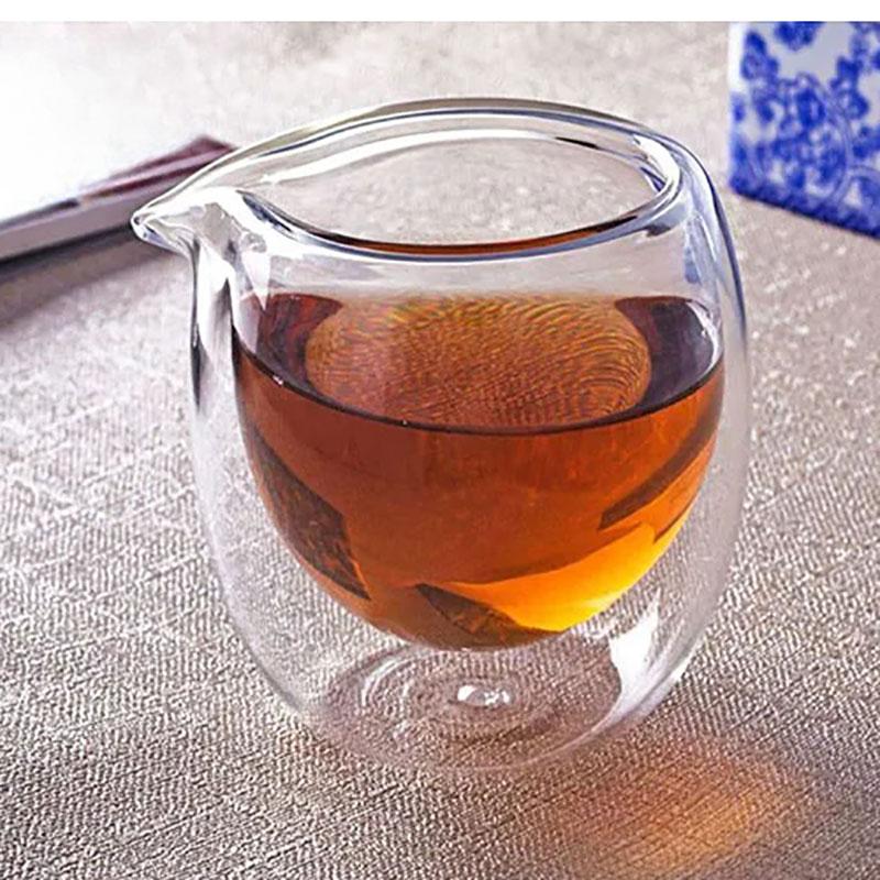 100ml/200ml Žáruvzdorná Čirá Dvouvrstvá Skleněná Čajová Konvička Gongdao Čajový Šálek Cha hai fair mug