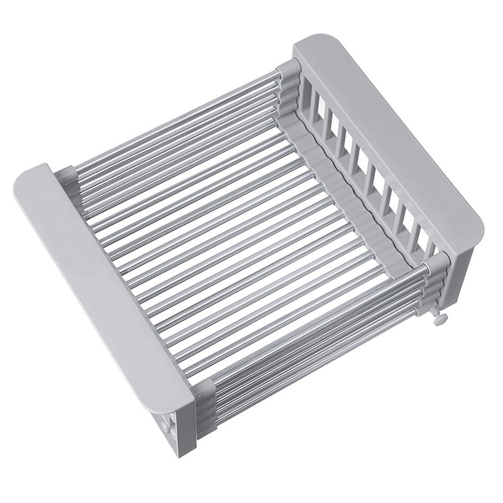 Expandable Sink Drainer Adjustable 28-47cm Stainless Steel+PP Anti-slip Large Capacity Vegetable & Cutlery Drainer
