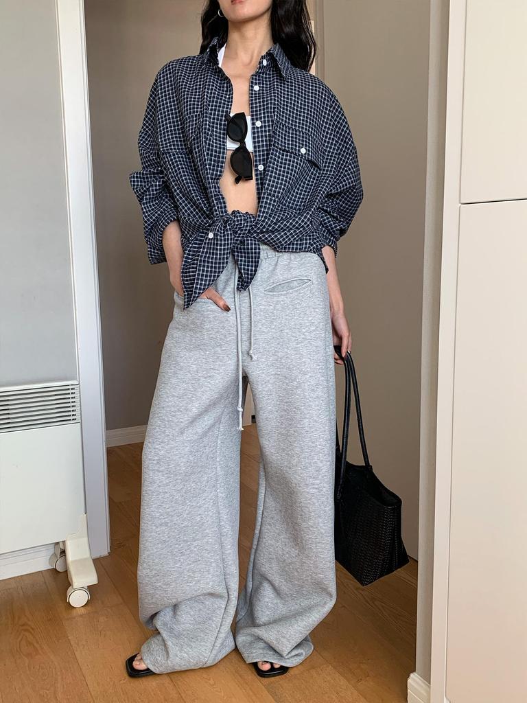 LOOPIN Retro Blau Kariertes Langarm Lockeres Hemd für Damen - Lässig & Vielseitig