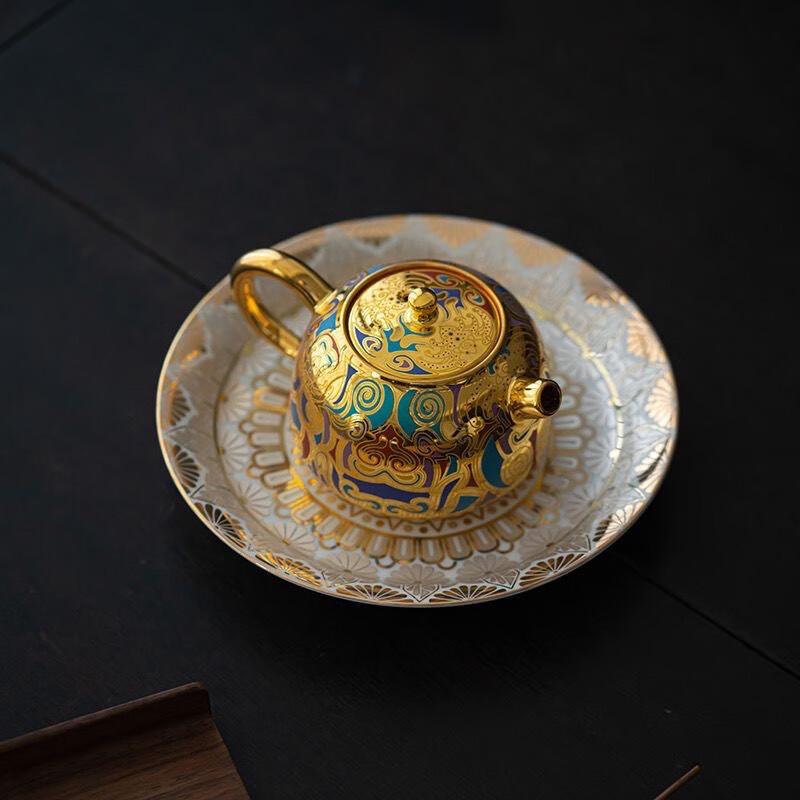 Chaxun Gilt Xishi Teapot with Dunhuang Thangka Art, 135ml