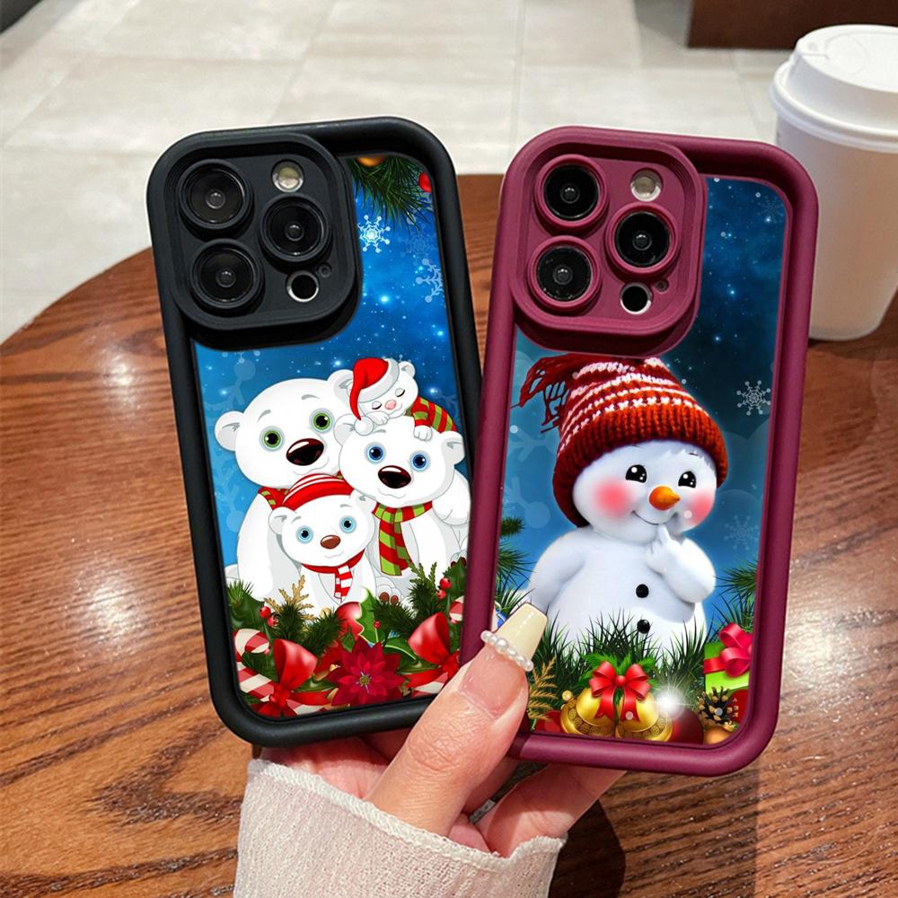Sky Eye Ladder Soft Case for Samsung A06 A15 A25 A35 A55 A14 A24 A34 S23 S24 FE All Samsung Models Phone Cases Cover NY42 Merry Christmas Bear Deer