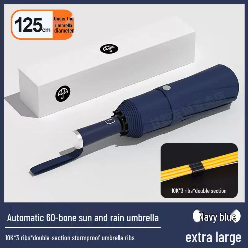 Large Windproof Automatic Folding Umbrella for Men and Women - Reinforced, Dual-Use for Sun and Rain