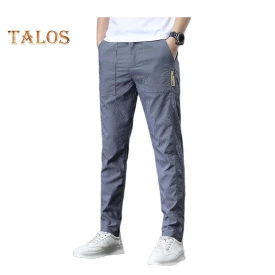 

Мужские брюки с эластичной талией, облегающие, прямые, однотонные, с карманами, быстросохнущие, с застежкой-молнией на пуговицы, повседневные, длинные брюки для повседневной носки 33 светло-серый