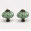 2pcs Vintage Ceramic Pumpkin Handle Furniture Cabinet Drawer Single Hole Handle With Screw Clothing Cabinet Door Handle