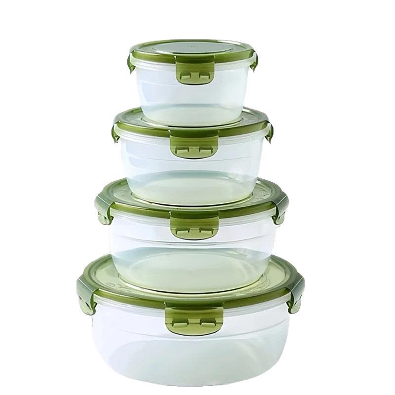 Round Sealed Plastic Food Storage Set—Microwave & Refrigerator Safe, Large Capacity, Ideal for Lunch and Instant Noodles.