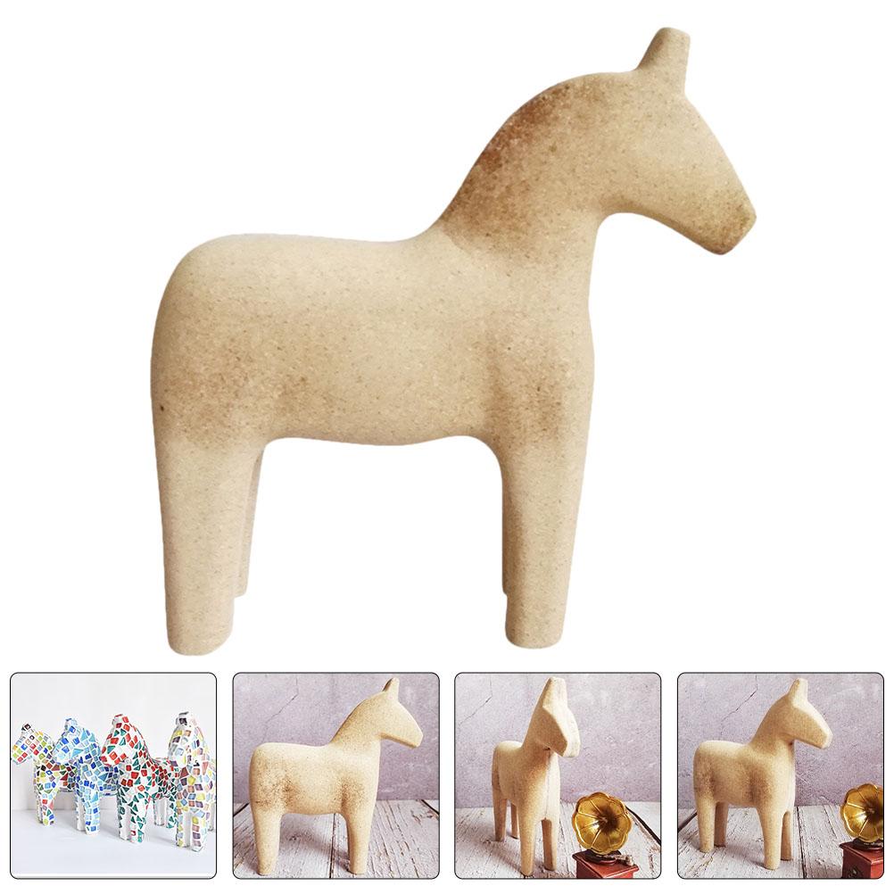 1pc Wooden Animal Figurines Horse Nament Diy Desktop Craft Supplies Kids Toy Unfinished Wood Figures Home Decor Miniatures