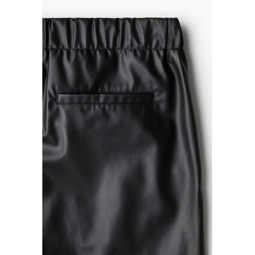 H M Relaxed Fit Coated Pants Black