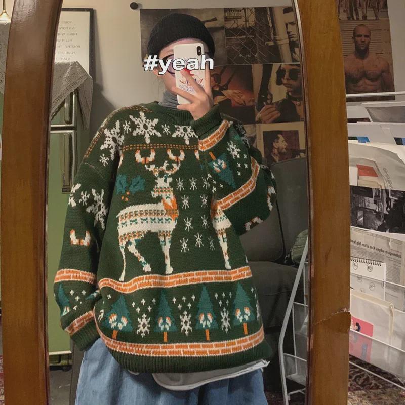 Veste d'hiver style Hong Kong et pull de Noël ample coréen pour garçons