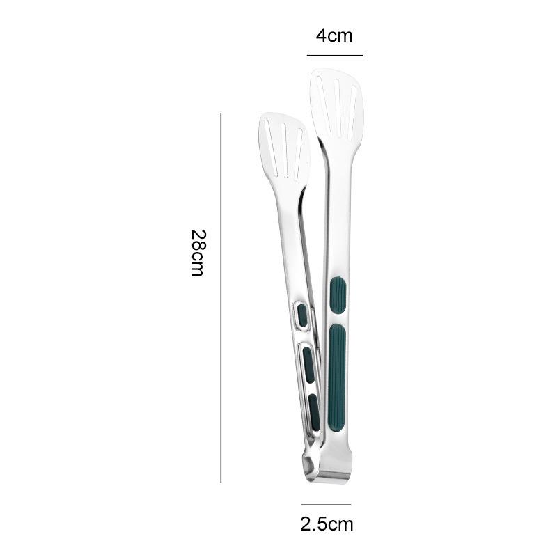 304 Stainless Steel Triple-Line Kitchen Tongs for Bread, Barbecue, and Buffet